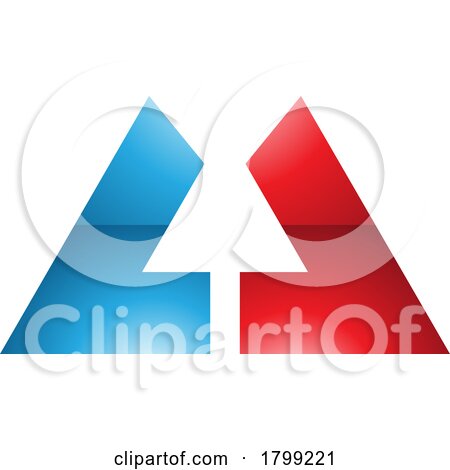 Red and Blue Glossy Bold Letter U Icon with Straight Lines by cidepix