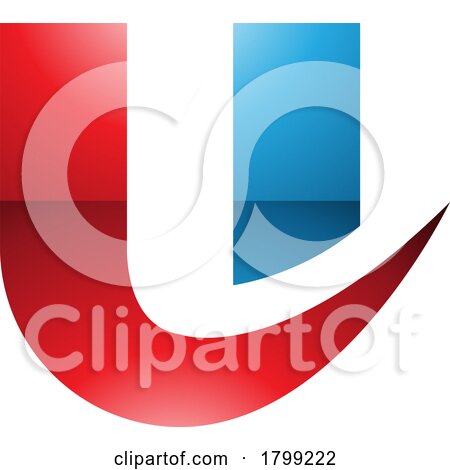 Red and Blue Glossy Bold Curvy Shaped Letter U Icon by cidepix