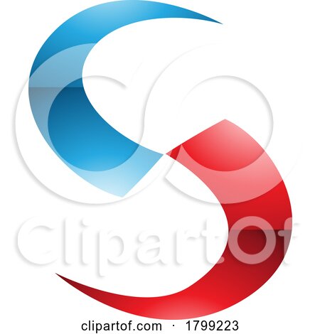 Red and Blue Glossy Blade Shaped Letter S Icon by cidepix