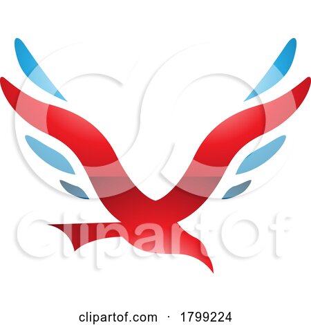 Red and Blue Glossy Bird Shaped Letter V Icon by cidepix