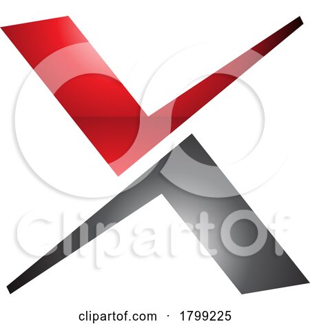 Red and Black Glossy Tick Shaped Letter X Icon by cidepix