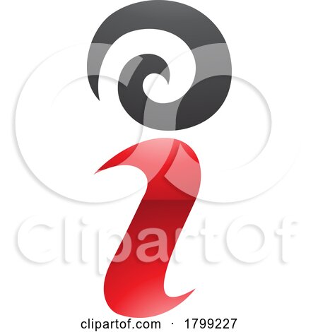 Red and Black Glossy Swirly Letter I Icon by cidepix