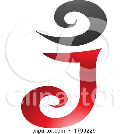 Red and Black Glossy Swirl Shaped Letter J Icon by cidepix