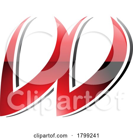 Red and Black Glossy Spiky Italic Shaped Letter W Icon by cidepix
