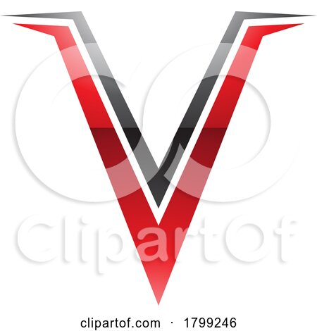 Red and Black Glossy Spiky Shaped Letter V Icon by cidepix