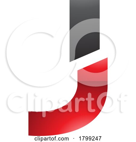 Red and Black Glossy Split Shaped Letter J Icon by cidepix