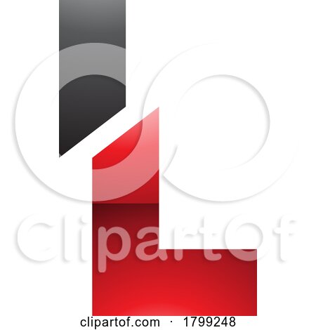 Red and Black Glossy Split Shaped Letter L Icon by cidepix