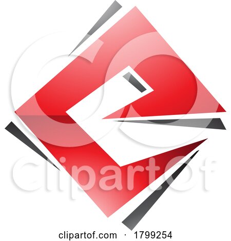 Red and Black Glossy Square Diamond Letter E Icon by cidepix