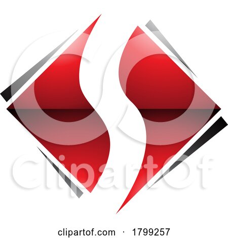 Red and Black Glossy Square Diamond Shaped Letter S Icon by cidepix