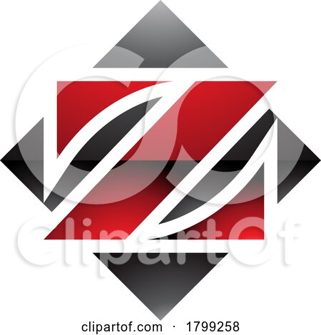 Red and Black Glossy Square Diamond Shaped Letter Z Icon by cidepix