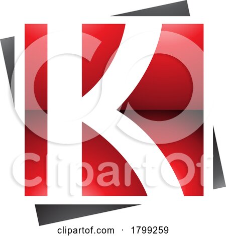 Red and Black Glossy Square Letter K Icon by cidepix