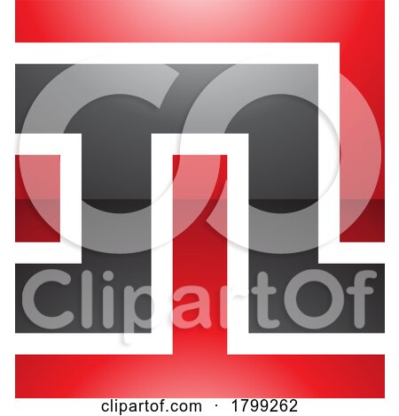 Red and Black Glossy Square Shaped Letter N Icon by cidepix