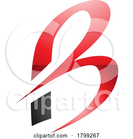 Red and Black Slim Glossy Letter B Icon with Pointed Tips by cidepix