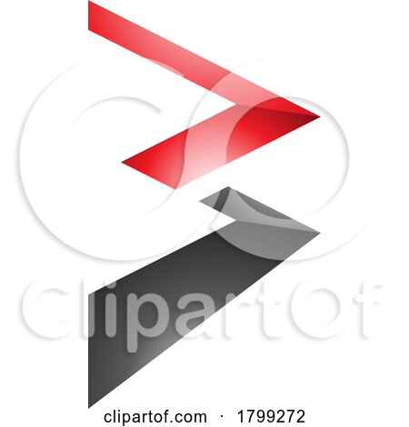 Red and Black Glossy Zigzag Shaped Letter B Icon by cidepix