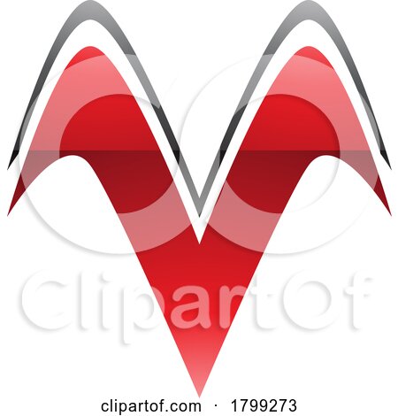 Red and Black Glossy Wing Shaped Letter V Icon by cidepix