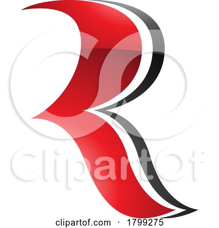 Red and Black Glossy Wavy Shaped Letter R Icon by cidepix