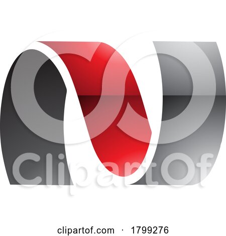 Red and Black Glossy Wavy Shaped Letter N Icon by cidepix