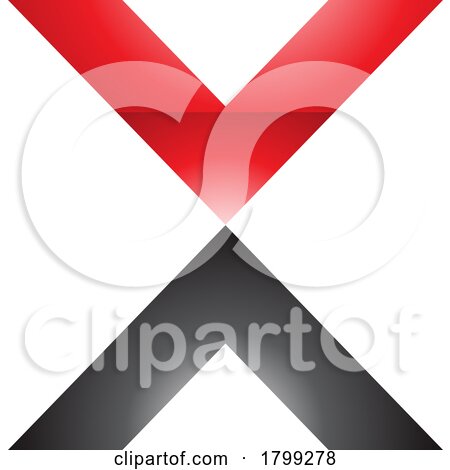 Red and Black Glossy V Shaped Letter X Icon by cidepix