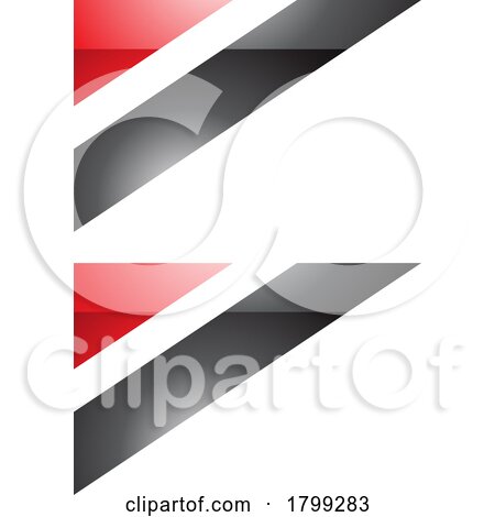 Red and Black Glossy Triangular Flag Shaped Letter B Icon by cidepix