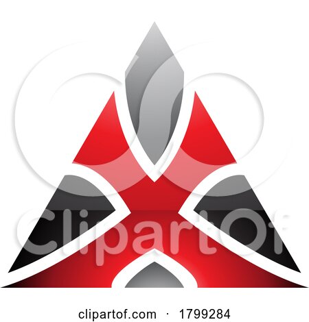Red and Black Glossy Triangle Shaped Letter X Icon by cidepix