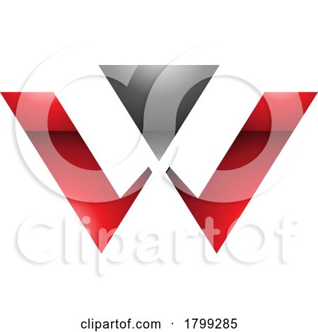 Red and Black Glossy Triangle Shaped Letter W Icon by cidepix