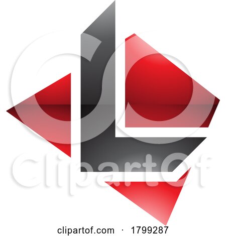 Red and Black Glossy Trapezium Shaped Letter L Icon by cidepix