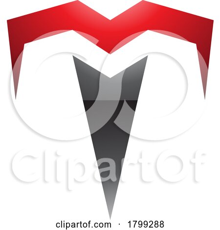 Red and Black Glossy Letter T Icon with Pointy Tips by cidepix