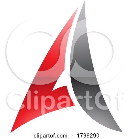 Red and Black Glossy Paper Plane Shaped Letter a Icon by cidepix