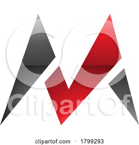 Red and Black Glossy Pointy Tipped Letter M Icon by cidepix