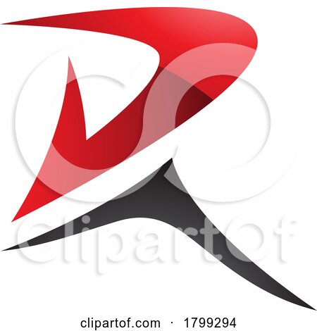 Red and Black Glossy Pointy Tipped Letter R Icon by cidepix