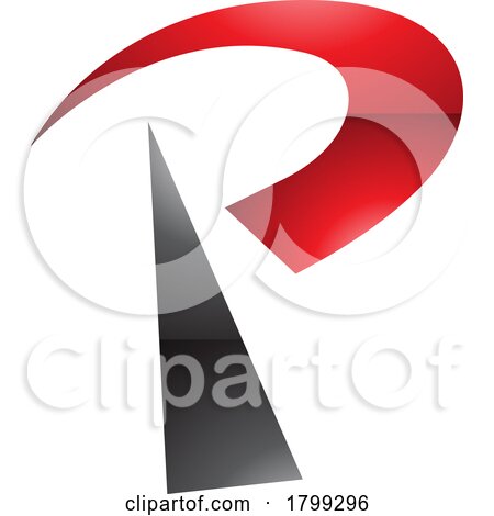 Red and Black Glossy Radio Tower Shaped Letter P Icon by cidepix