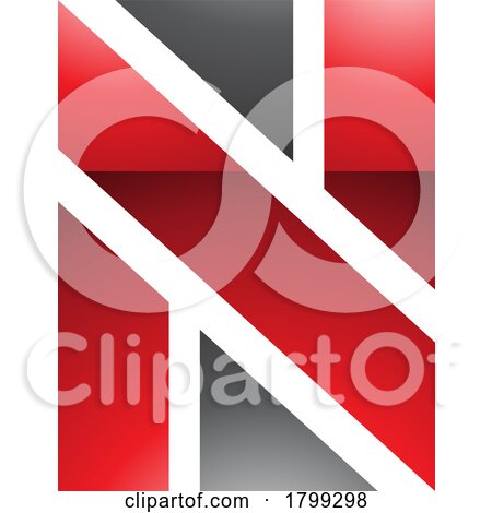 Red and Black Glossy Rectangle Shaped Letter N Icon by cidepix