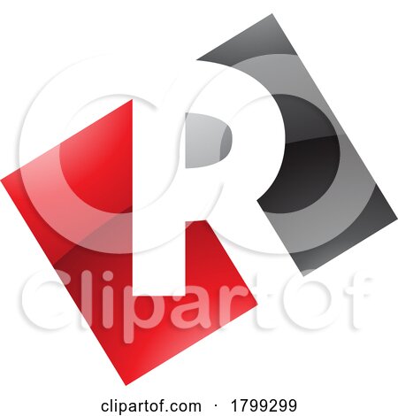 Red and Black Glossy Rectangle Shaped Letter R Icon by cidepix