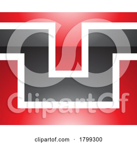 Red and Black Glossy Rectangle Shaped Letter U Icon by cidepix