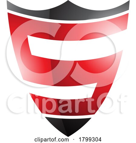 Red and Black Glossy Shield Shaped Letter S Icon by cidepix