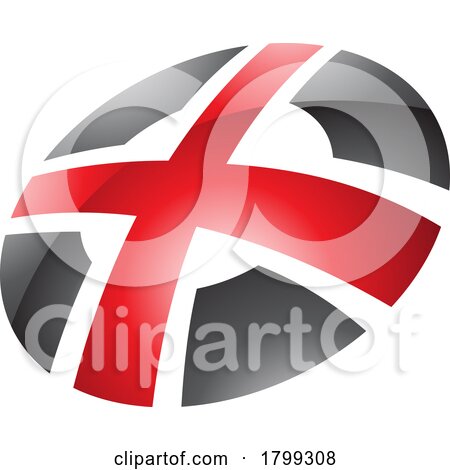 Red and Black Glossy Round Shaped Letter X Icon by cidepix