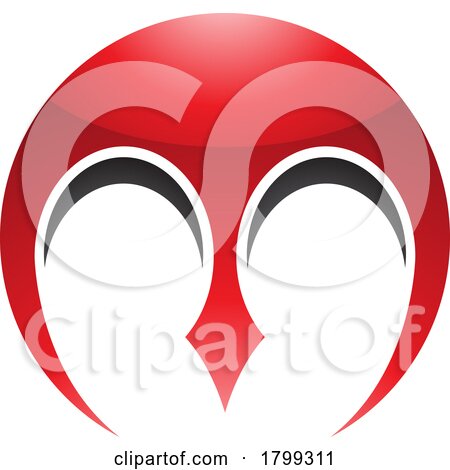 Red and Black Glossy Round Letter M Icon with Pointy Tips by cidepix