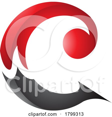 Red and Black Glossy Round Curly Letter C Icon by cidepix