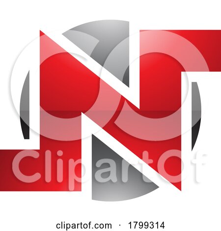 Red and Black Glossy Round Bold Letter N Icon by cidepix