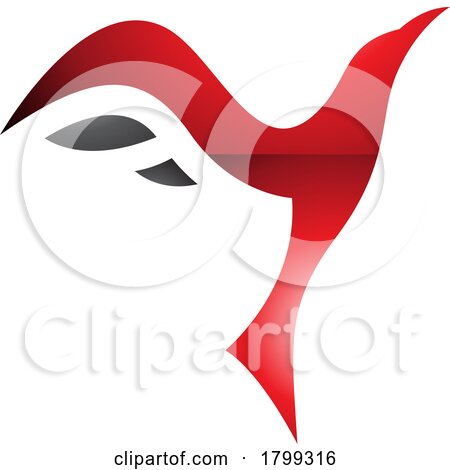 Red and Black Glossy Rising Bird Shaped Letter Y Icon by cidepix