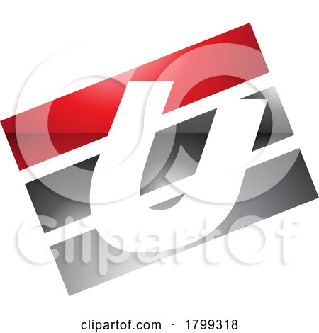 Red and Black Glossy Rectangular Shaped Letter U Icon by cidepix