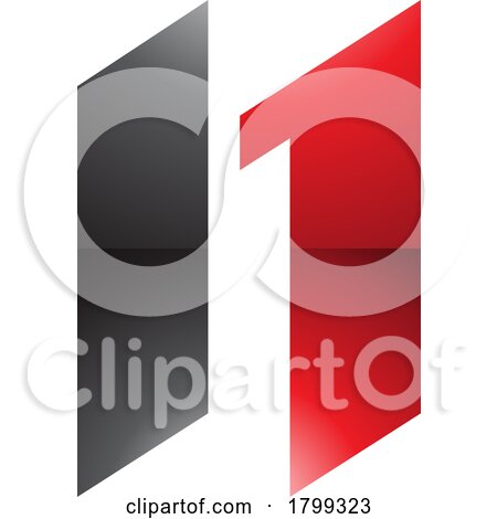 Red and Black Glossy Letter N Icon with Parallelograms by cidepix