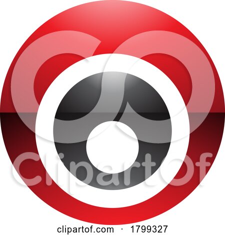 Red and Black Glossy Letter O Icon with Nested Circles by cidepix