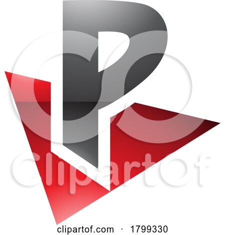 Red and Black Glossy Letter P Icon with a Triangle by cidepix