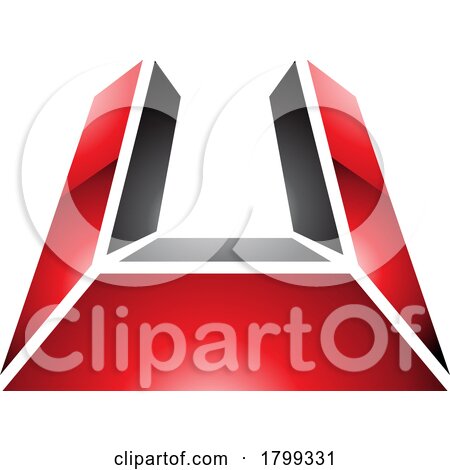Red and Black Glossy Letter U Icon in Perspective by cidepix