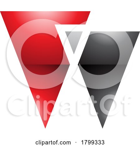 Red and Black Glossy Letter W Icon with Triangles by cidepix
