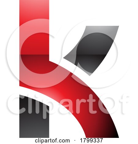 Red and Black Glossy Lowercase Letter K Icon with Overlapping Paths by cidepix