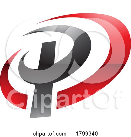 Red and Black Glossy Oval Shaped Letter P Icon by cidepix