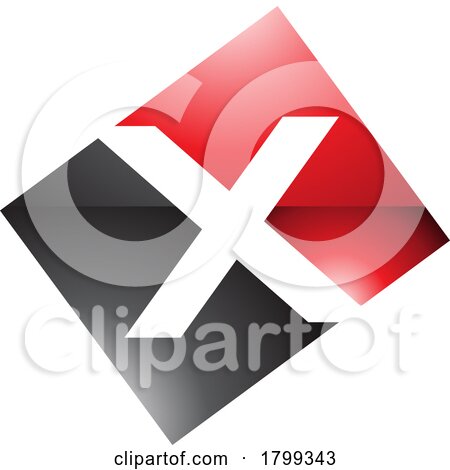 Red and Black Glossy Rectangle Shaped Letter X Icon by cidepix