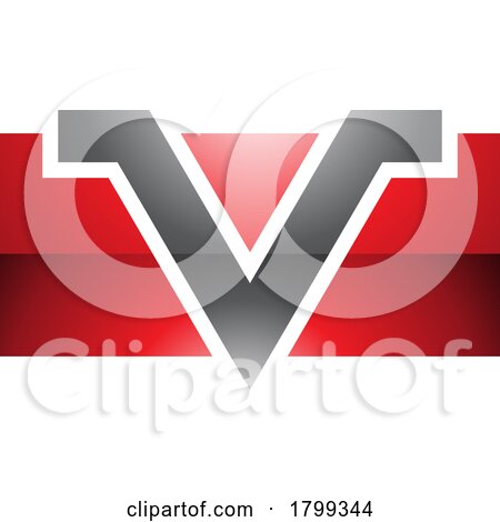 Red and Black Glossy Rectangle Shaped Letter V Icon by cidepix